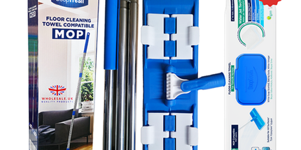 Deep Fresh Floor Mop with 50 Wet Wipes, flat head design, white soap scent – multi-use cleaning mop for smooth and effective floor care