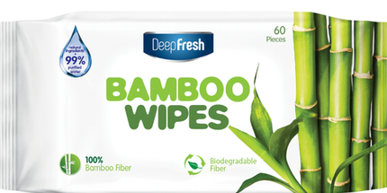 Deep Fresh Wet Wipes Bamboo, 12 packs of 60 wipes – natural and gentle wet wipes made with bamboo extract for soft, refreshed, and clean skin