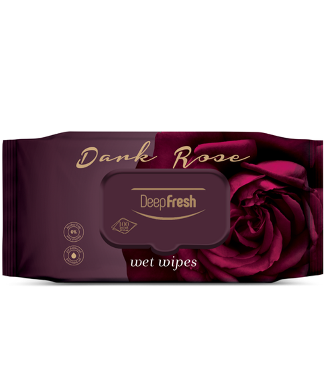 Deep Fresh Wet Wipes Dark Rose, 24 packs of 100 wipes – soft and refreshing wet wipes with elegant dark rose fragrance for daily cleaning and freshness