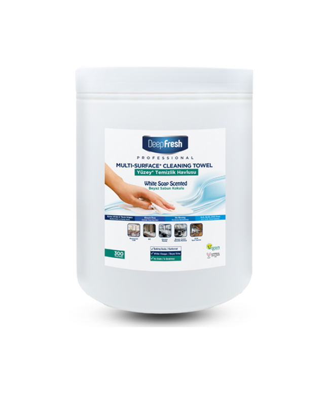 Deep Fresh Multi Surface Cleaning Wet Wipes White Soap, 4 packs of 300 wipes – antibacterial cleaning wipes with white soap scent for all surfaces