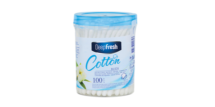 Deep Fresh Cotton Buds Cylinder Box, 12 packs of 200 pcs – soft, hygienic cotton swabs made from 100% pure cotton for everyday personal care