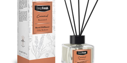 Deep Fresh Reed Diffuser Caramel, 100ml – long-lasting home fragrance with natural reed sticks and sweet caramel scent for a cozy and inviting atmosphere