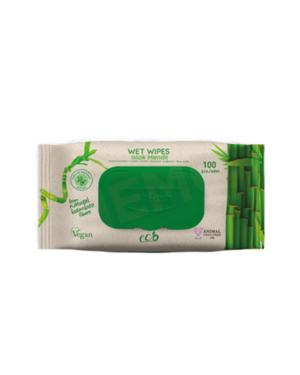 Deep Fresh Natural Bamboo Fiber Wet Wipes, 100 pieces per pack, 24 packs – eco-friendly, gentle, and soft wipes made from natural bamboo fibers