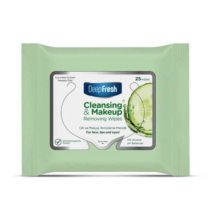Deep Fresh Make-up Removal Wipes Cucumber, 12 packs of 25 wipes – gentle cleansing wipes with cucumber extract that remove makeup and refresh the skin