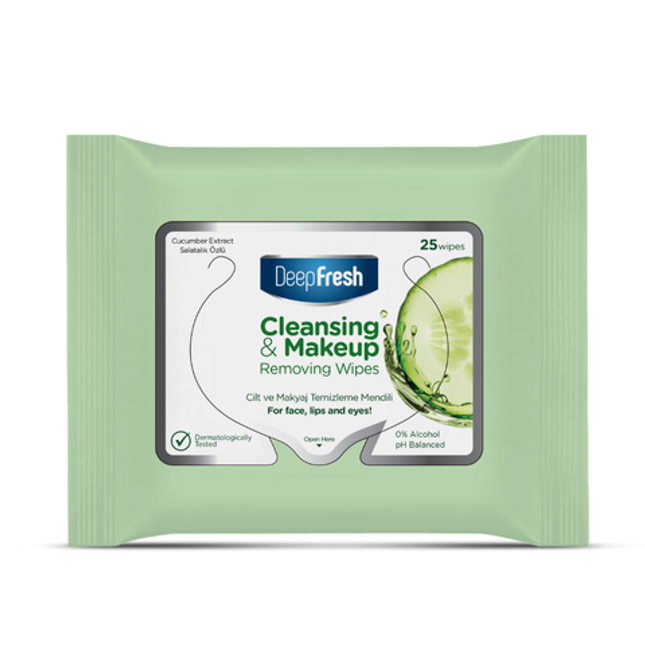 Deep Fresh Make-up Removal Wipes Cucumber, 12 packs of 25 wipes – gentle cleansing wipes with cucumber extract that remove makeup and refresh the skin