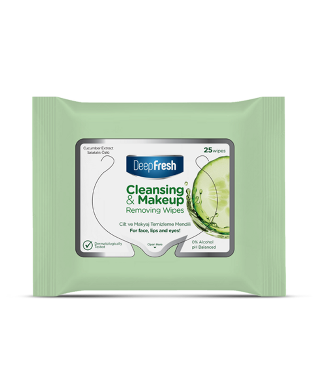 Deep Fresh Make-up Removal Wipes Cucumber, 12 packs of 25 wipes – gentle cleansing wipes with cucumber extract that remove makeup and refresh the skin