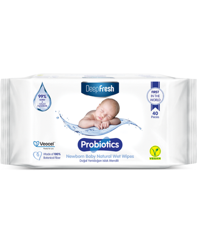 Deep Fresh Biodegradable Wet Wipes Probiotics, 18 packs of 40 wipes – eco-friendly and skin-friendly wipes enriched with probiotics for natural cleansing and protection
