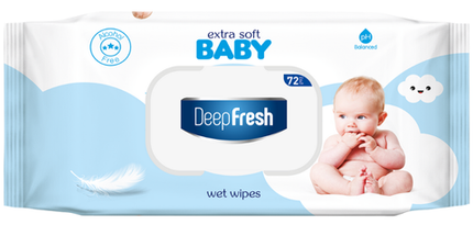 Deep Fresh Extra Soft Baby Wet Wipes Blue, 24 packs of 72 wipes – gentle, moisturizing wipes designed for babies’ sensitive skin
