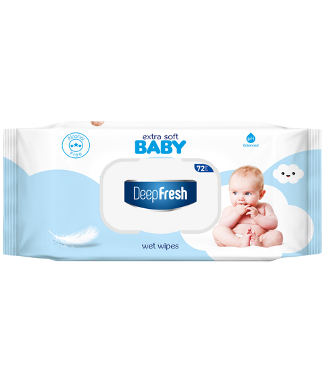 Deep Fresh Extra Soft Baby Wet Wipes Blue, 24 packs of 72 wipes – gentle, moisturizing wipes designed for babies’ sensitive skin