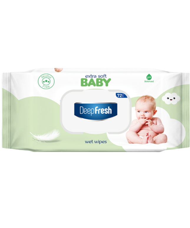 Deep Fresh Extra Soft Baby Wet Wipes Green, 24 packs of 72 wipes – gentle and moisturizing baby wipes for sensitive skin