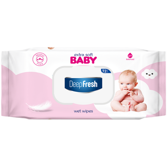 Deep Fresh Wet Wipes Extra Soft Baby Pink, 24 packs of 72 wipes – extra soft and gentle baby wipes designed for sensitive skin, enriched with moisturizing and soothing ingredients