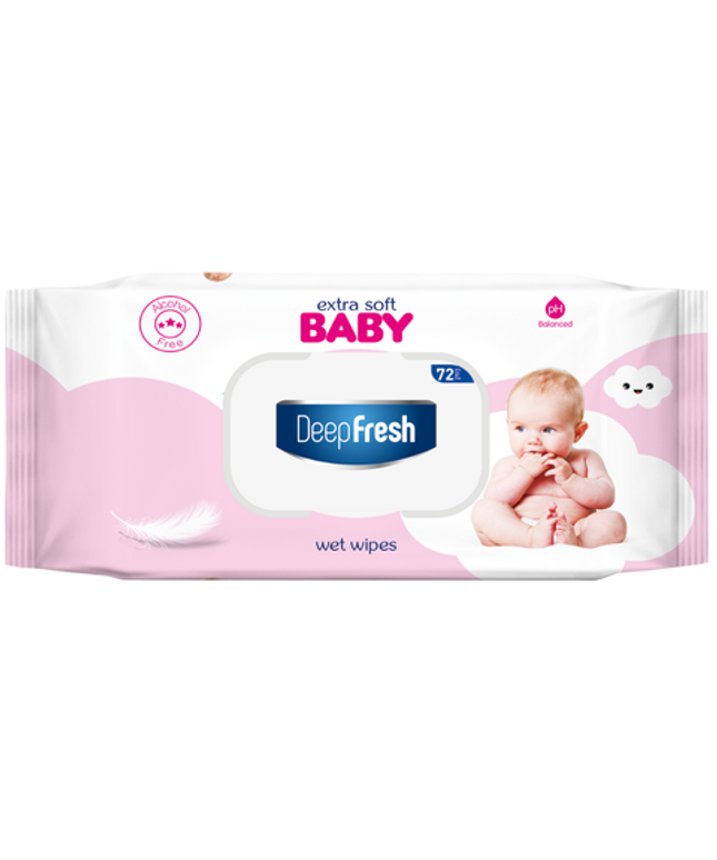 Deep Fresh Wet Wipes Extra Soft Baby Pink, 24 packs of 72 wipes – extra soft and gentle baby wipes designed for sensitive skin, enriched with moisturizing and soothing ingredients