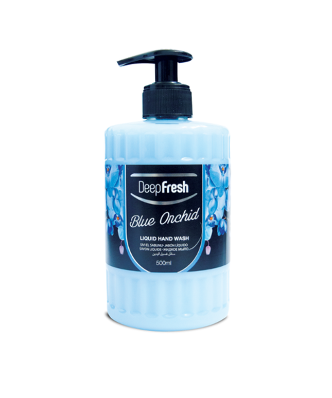 Deep Fresh Hand Soap Romance Liquid Blue Orchid, 12 bottles of 500ml – gentle and hydrating hand soap with elegant blue orchid fragrance for soft, clean hands