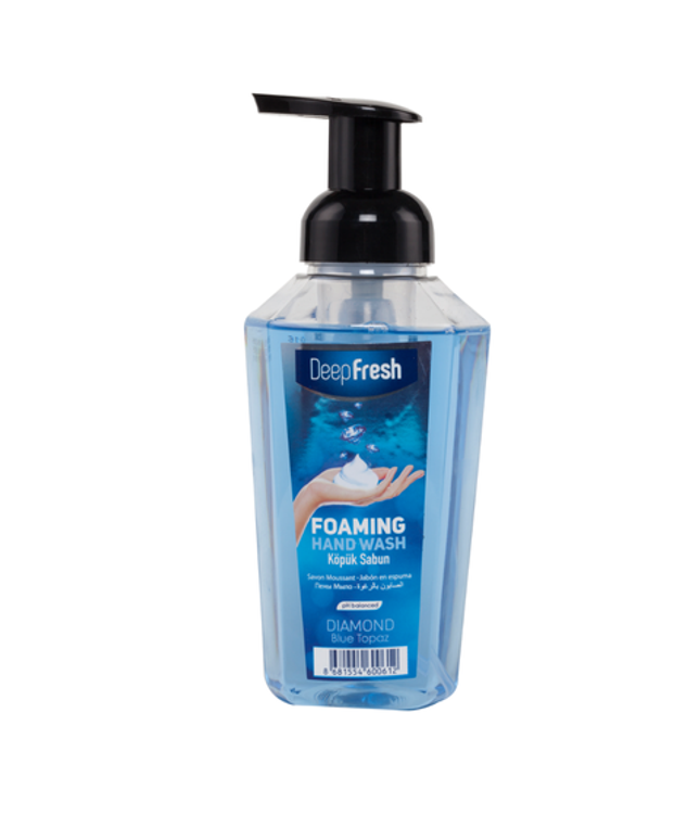 Deep Fresh Hand Soap Foam Blue Topaz, 12 bottles of 400ml – gentle foaming hand soap with fresh blue topaz fragrance that cleanses and leaves hands soft and refreshed