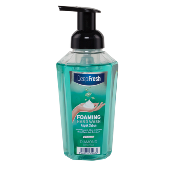 Deep Fresh Hand Soap Foam Emerald, 12 bottles of 400ml – refreshing foaming hand soap with elegant emerald fragrance that gently cleanses and softens the skin