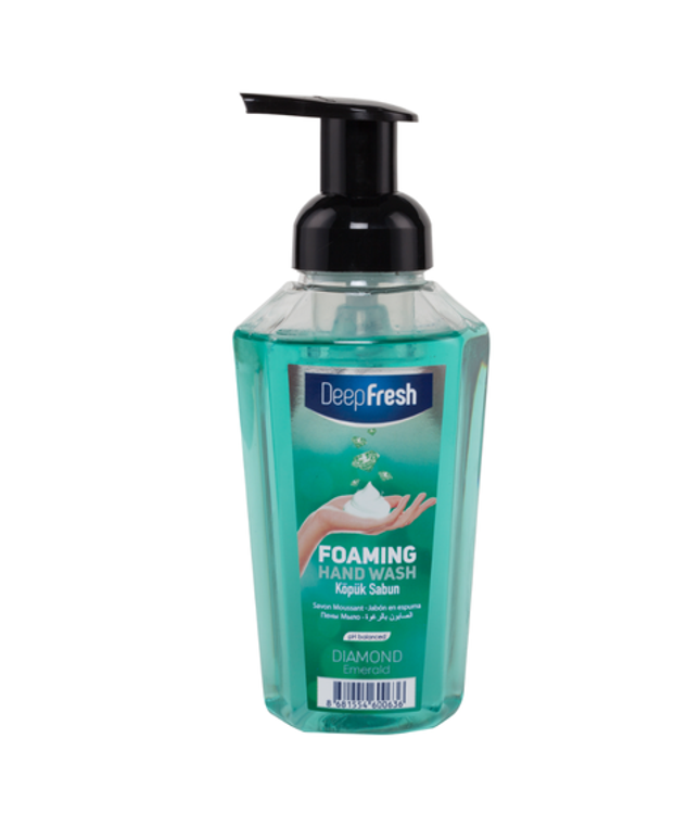 Deep Fresh Hand Soap Foam Emerald, 12 bottles of 400ml – refreshing foaming hand soap with elegant emerald fragrance that gently cleanses and softens the skin