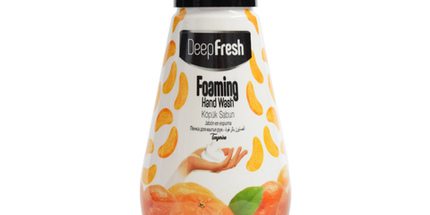 Deep Fresh Hand Soap Foam Tangerine, 12 bottles of 400ml – refreshing foaming hand soap with sweet tangerine scent that gently cleanses and softens hands