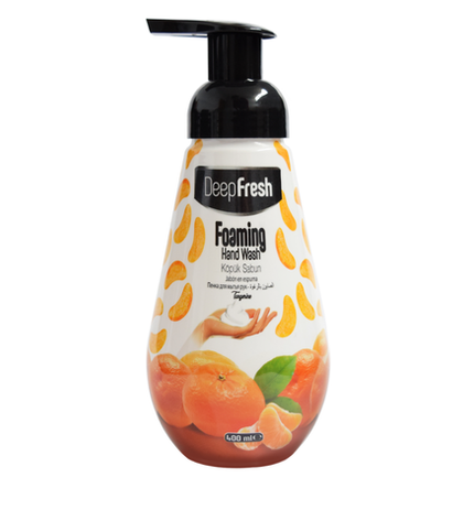 Deep Fresh Hand Soap Foam Tangerine, 12 bottles of 400ml – refreshing foaming hand soap with sweet tangerine scent that gently cleanses and softens hands