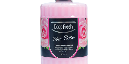 Deep Fresh Hand Soap Romance Liquid Pink Rose, 12 bottles of 500ml – gentle and moisturizing liquid hand soap with elegant pink rose fragrance for soft, clean hands