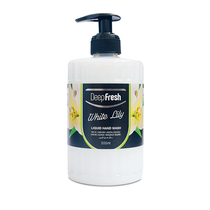 Deep Fresh Hand Soap Romance Liquid White Lily, 12 bottles of 500ml – gentle liquid hand soap with elegant white lily fragrance for soft and clean hands