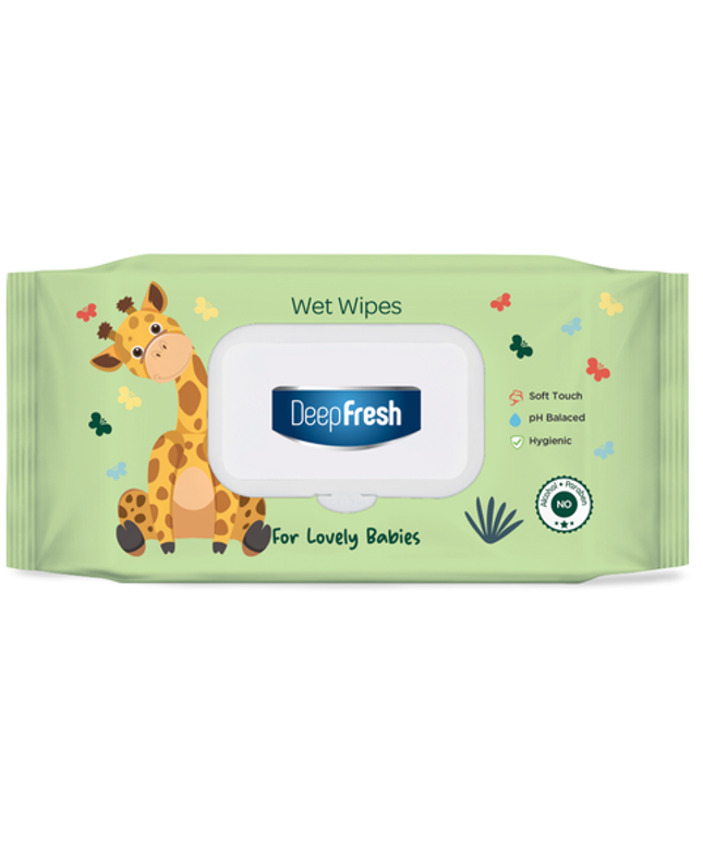 Deep Fresh Wet Wipes Lovely Baby Giraffe, 24 packs of 72 wipes – extra soft and gentle baby wet wipes designed for delicate skin, with moisturizing and soothing formula