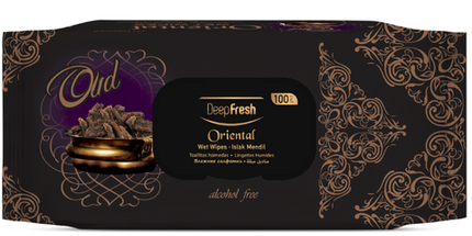 Deep Fresh Wet Wipes Oud, 24 packs of 100 wipes – premium wet wipes with luxurious oriental oud fragrance for gentle cleansing and long-lasting freshness