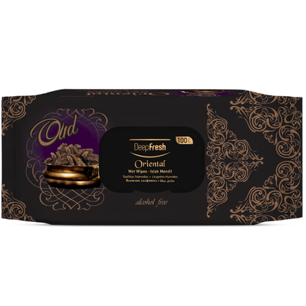 Deep Fresh Wet Wipes Oud, 24 packs of 100 wipes – premium wet wipes with luxurious oriental oud fragrance for gentle cleansing and long-lasting freshness