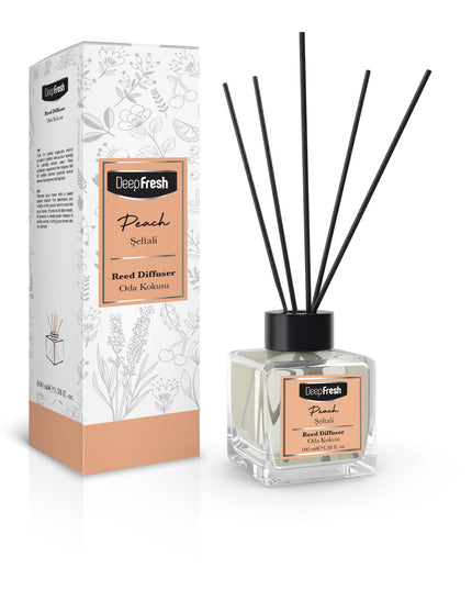 Deep Fresh Reed Diffuser Peach, 100ml – long-lasting home fragrance with natural reed sticks and fresh peach aroma for a fruity, uplifting atmosphere