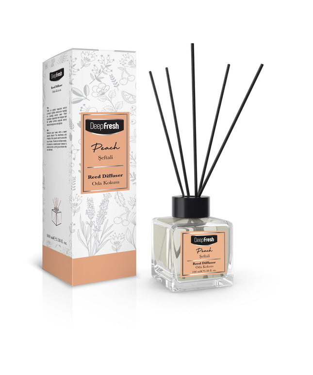 Deep Fresh Reed Diffuser Peach, 100ml – long-lasting home fragrance with natural reed sticks and fresh peach aroma for a fruity, uplifting atmosphere