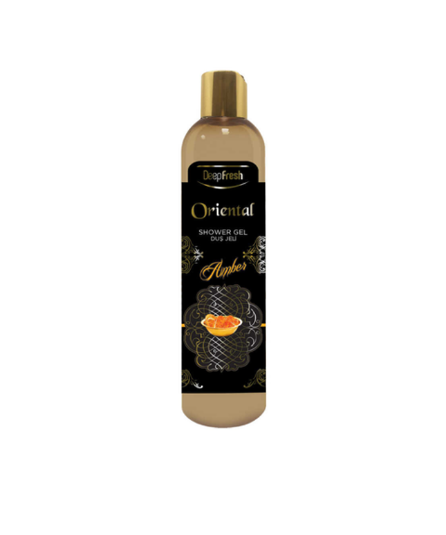 Deep Fresh Shower Gel Oriental Amber, 12 bottles of 400ml – nourishing body wash with warm and long-lasting oriental amber fragrance