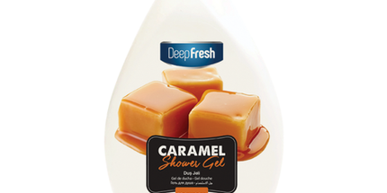 Deep Fresh Shower Gel Caramel, 12 bottles of 1000ml – rich and moisturizing body wash with sweet caramel fragrance for soft and smooth skin