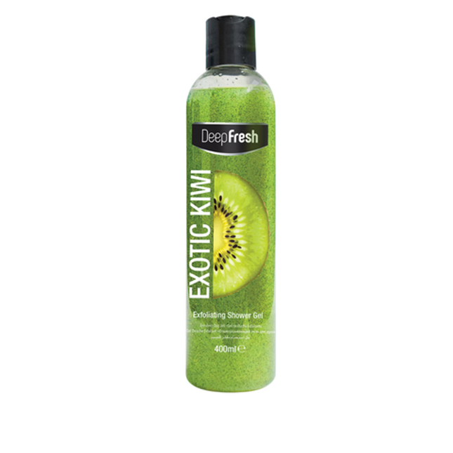 Deep Fresh Shower Gel Exfoliating Kiwi, 12 bottles of 400ml – exfoliating body wash with natural kiwi extract for smooth, refreshed, and radiant skin