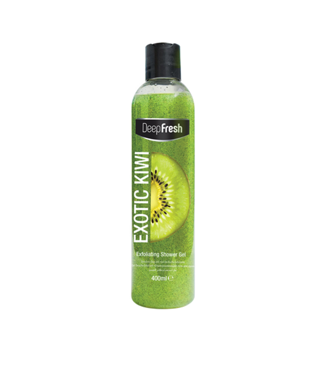 Deep Fresh Shower Gel Exfoliating Kiwi, 12 bottles of 400ml – exfoliating body wash with natural kiwi extract for smooth, refreshed, and radiant skin