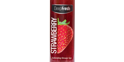 Deep Fresh Shower Gel Exfoliating Strawberry, 12 bottles of 400ml – exfoliating body wash with strawberry extract that gently cleanses and smooths the skin