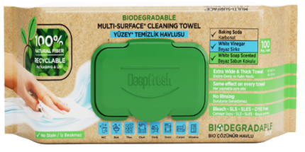 Deep Fresh Biodegradable Multi Surface Cleaning Wet Wipes White Soap, 12 packs of 100 wipes – eco-friendly antibacterial wipes with white soap scent for all surfaces