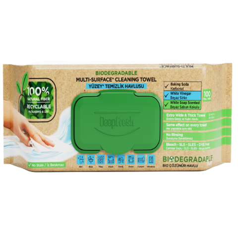 Deep Fresh Biodegradable Multi Surface Cleaning Wet Wipes  White Soap 12 Packs x 100 Pcs