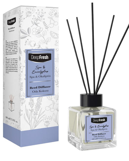 Deep Fresh Reed Diffuser Spa & Eucalyptus, 24 bottles of 100ml – calming home fragrance with natural reed sticks and refreshing eucalyptus scent for a spa-like ambiance