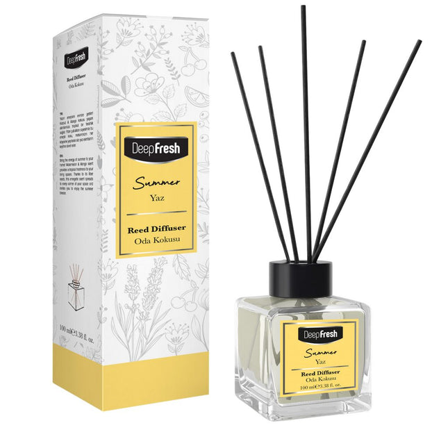 Deep Fresh Reed Diffuser Summer, 24 bottles of 100ml – refreshing home fragrance with natural reed sticks and vibrant summer scent for a lively atmosphere