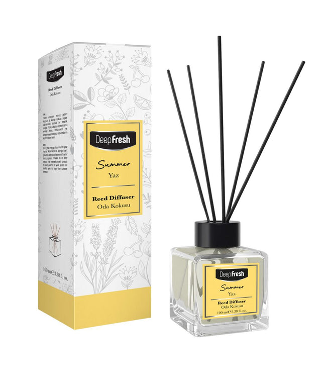 Deep Fresh Reed Diffuser Summer, 24 bottles of 100ml – refreshing home fragrance with natural reed sticks and vibrant summer scent for a lively atmosphere