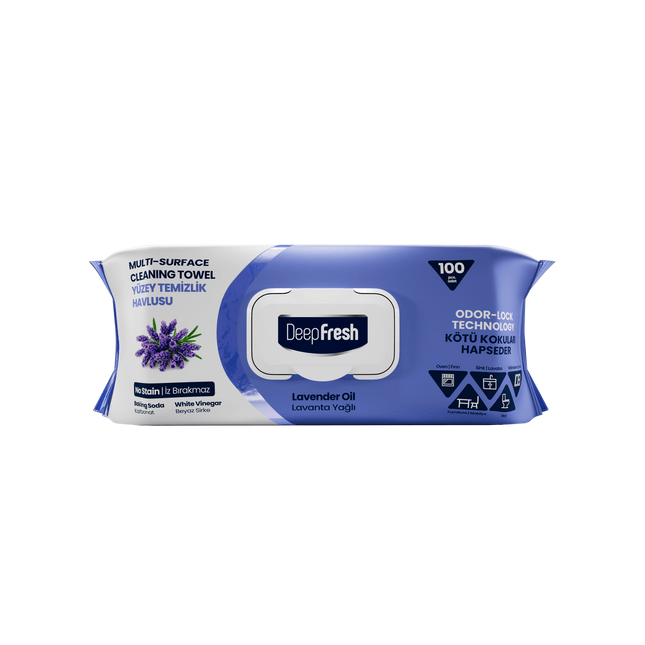 Deep Fresh Multi Surface Cleaning Wet Wipes Lavender 12 Packs x 100 Pcs - Deep Fresh UK