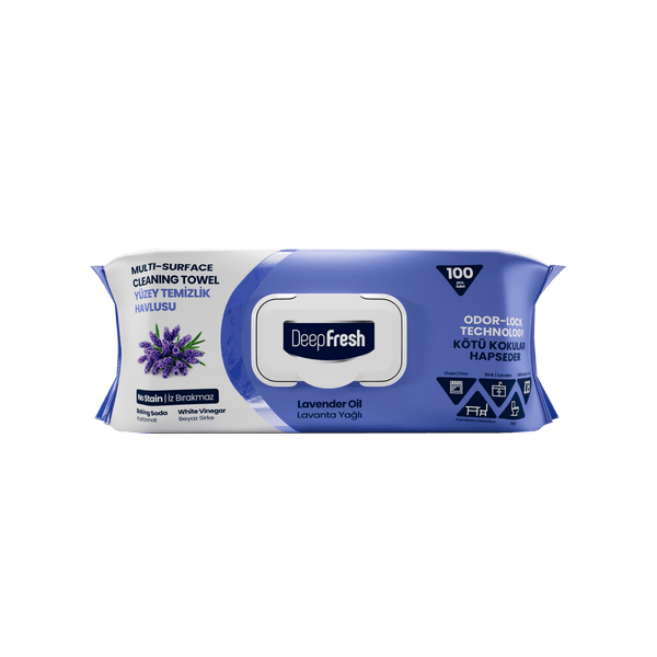 Deep Fresh Multi Surface Cleaning Wet Wipes Lavender 12 Packs x 100 Pcs - Deep Fresh UK
