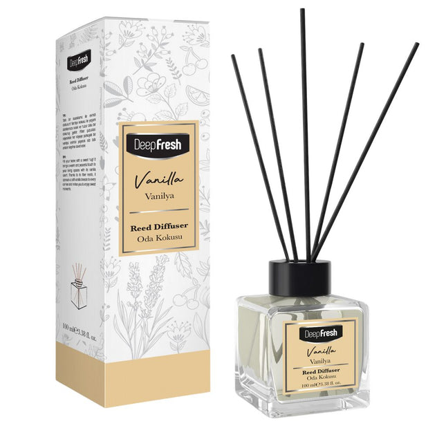 Reed diffuser in Vanilla fragrance, case of 24 x 100ml bottles — wholesale bulk for UK businesses