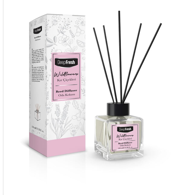Reed diffuser in Wildflowers fragrance, case of 24 x 100ml bottles — wholesale bulk for UK businesses