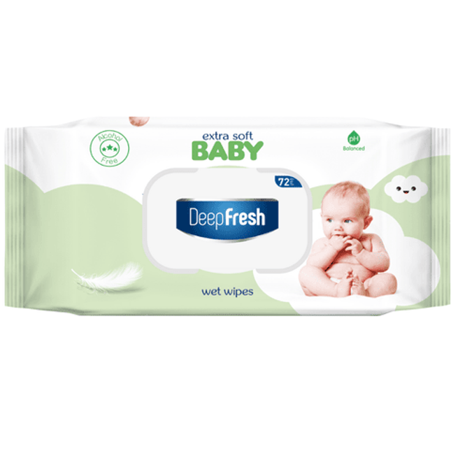 Deep Fresh Wet Wipes Extra Soft Baby Green 24x72pcs - Deep Fresh UK