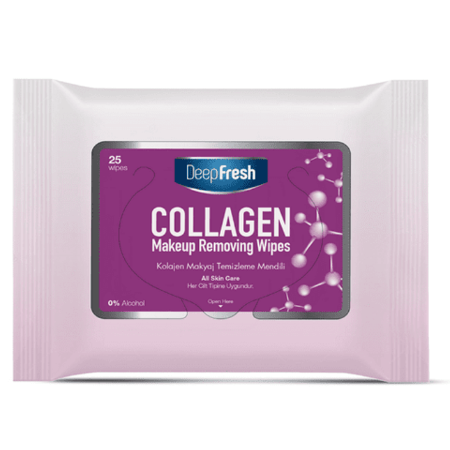 Deep Fresh Collagen Extract Make-Up Removal Wipes - 25pcs x 48 Packs - Wholesale Beauty UK | Premium Skincare, Subscription Boxes