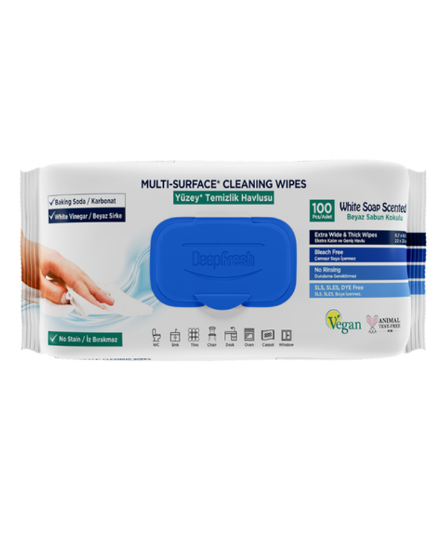 Deep Fresh Multi Surface Cleaning Wet Wipes, 12 packs of 100 wipes – antibacterial and effective wet wipes for cleaning all types of surfaces
