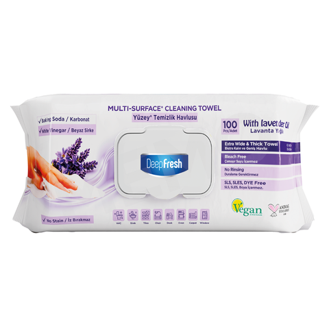 Deep Fresh Multi Surface Cleaning Wet Wipes Lavender 12 Packs x 100 Pcs